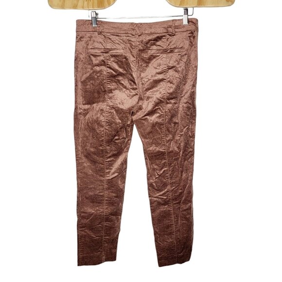 Anthropologie The Essential Slim Women's Size 8 Pink / Brown Velvet Pants - Picture 2 of 6